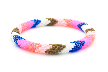 Handmade glass bead bracelet from Nepal, featuring a roll design. Also known as a beaded bracelet, seed bead bracelet, beach glass bracelet, or sea glass bracelet