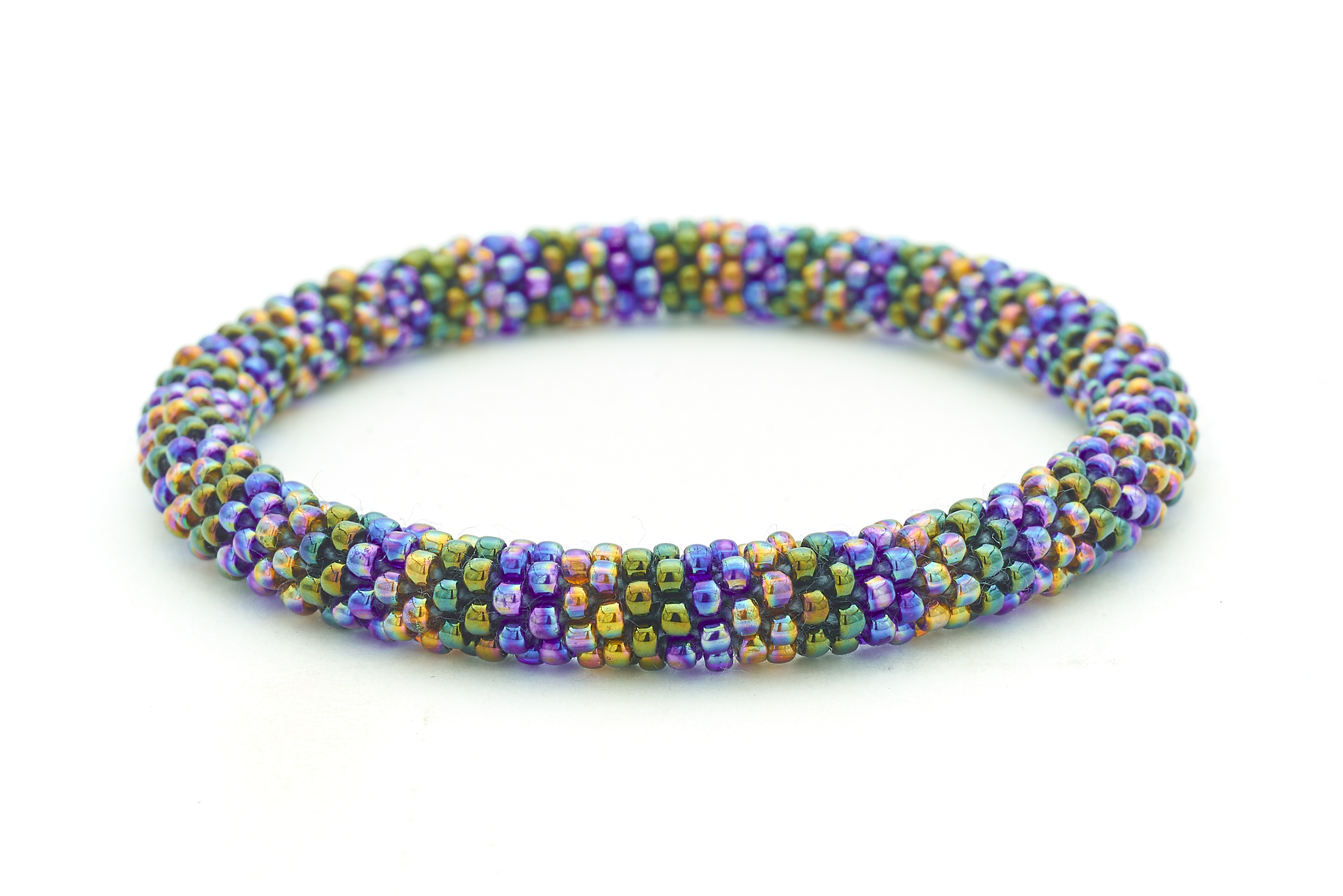 Handmade glass bead bracelet from Nepal, featuring a roll design. Also known as a beaded bracelet, seed bead bracelet, beach glass bracelet, or sea glass bracelet