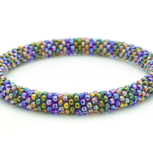 Handmade glass bead bracelet from Nepal, featuring a roll design. Also known as a beaded bracelet, seed bead bracelet, beach glass bracelet, or sea glass bracelet