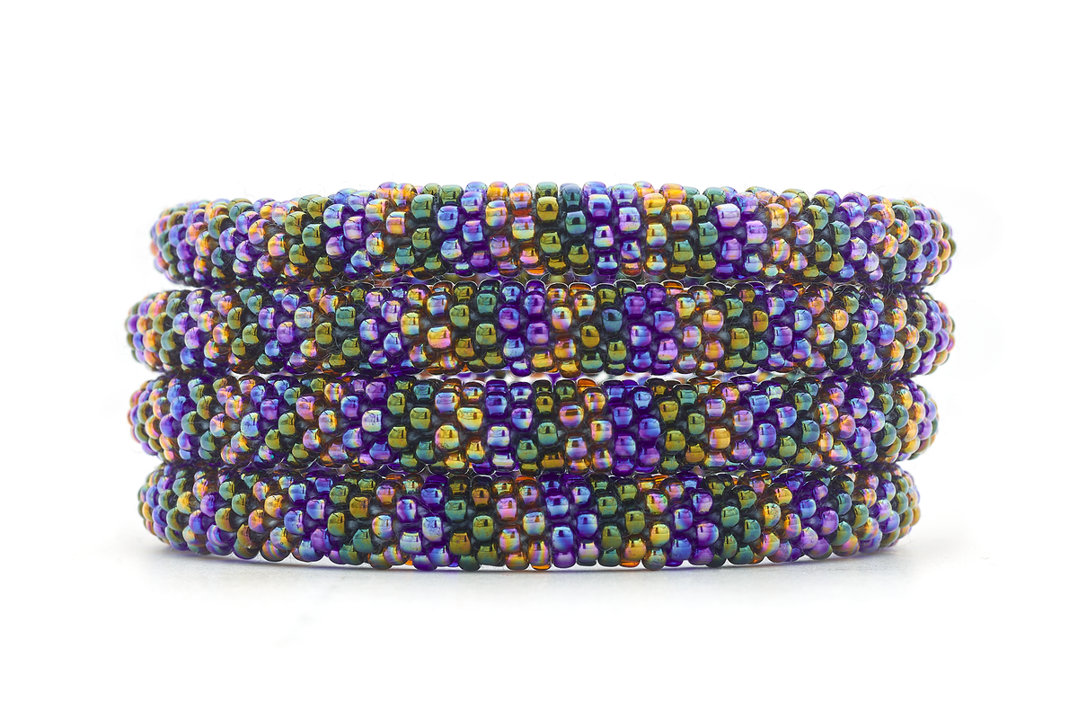 Handmade glass bead bracelet from Nepal, featuring a roll design. Also known as a beaded bracelet, seed bead bracelet, beach glass bracelet, or sea glass bracelet