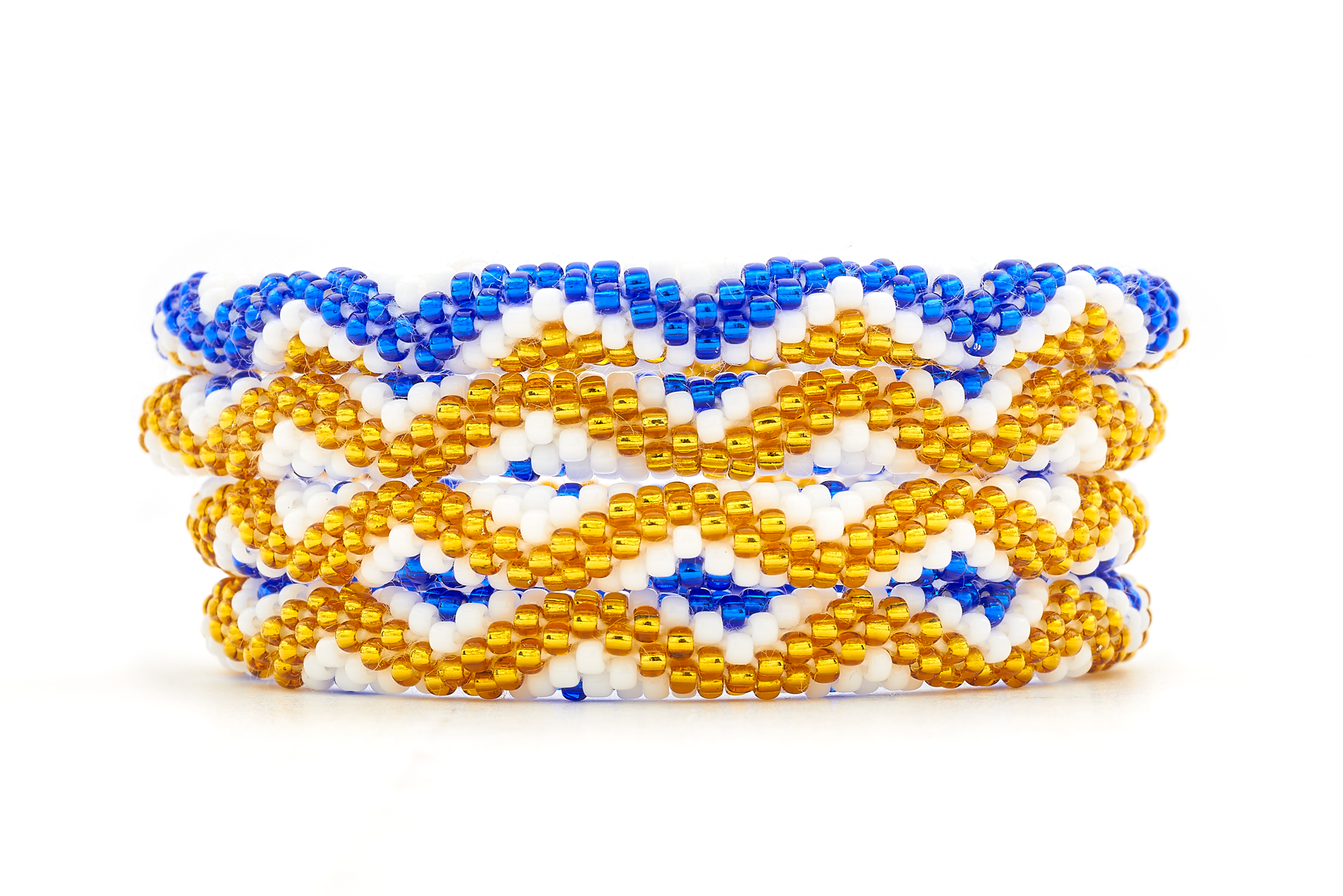 Handmade glass bead bracelet from Nepal, featuring a roll design. Also known as a beaded bracelet, seed bead bracelet, beach glass bracelet, or sea glass bracelet