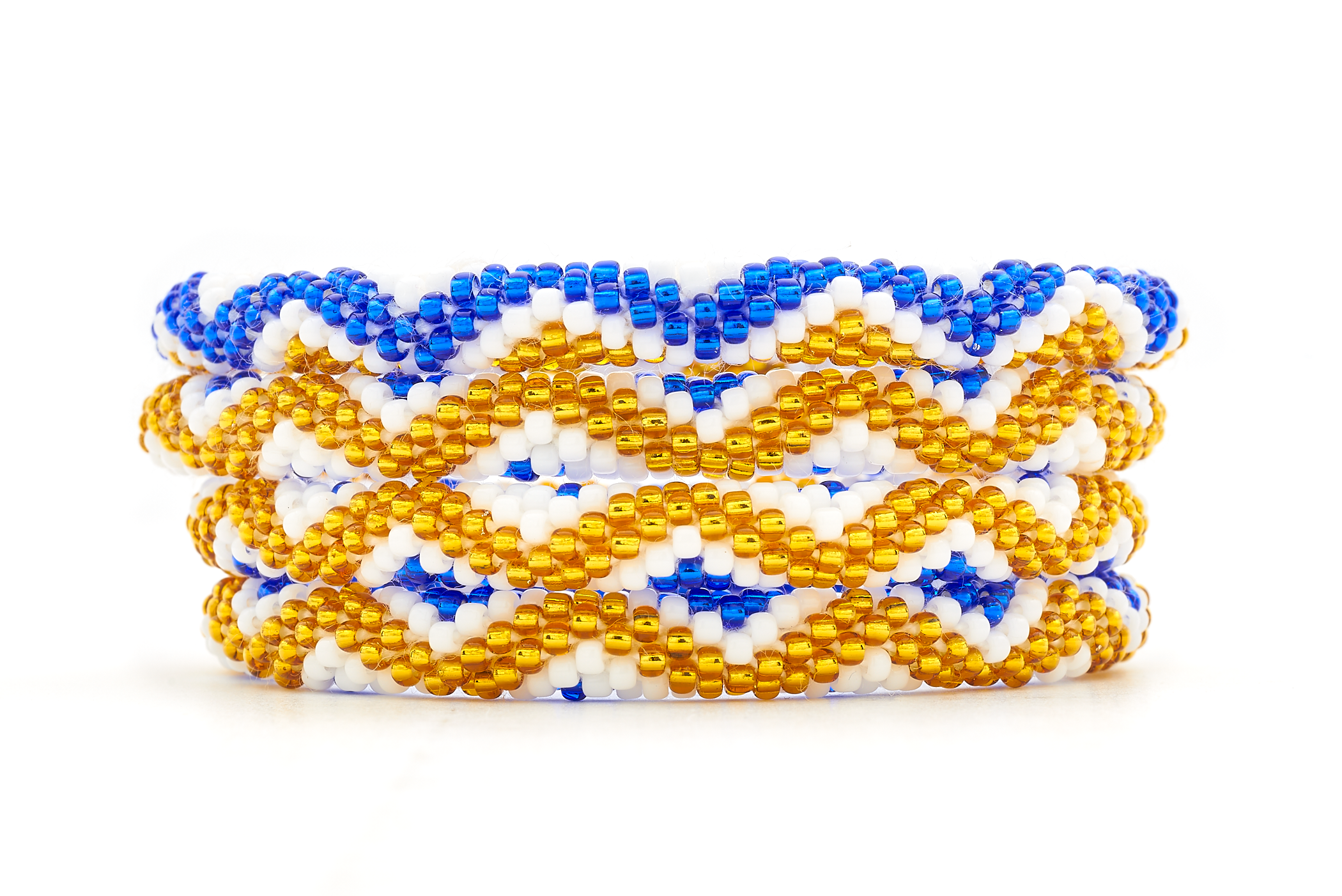 Handmade glass bead bracelet from Nepal, featuring a roll design. Also known as a beaded bracelet, seed bead bracelet, beach glass bracelet, or sea glass bracelet