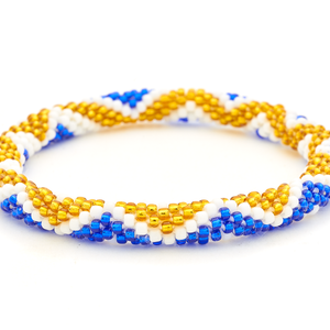 Handmade glass bead bracelet from Nepal, featuring a roll design. Also known as a beaded bracelet, seed bead bracelet, beach glass bracelet, or sea glass bracelet