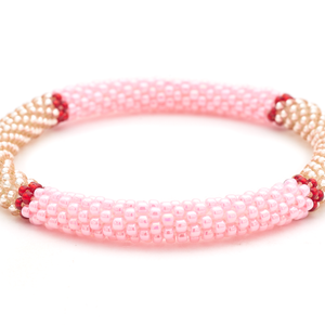 Handmade glass bead bracelet from Nepal, featuring a roll design. Also known as a beaded bracelet, seed bead bracelet, beach glass bracelet, or sea glass bracelet