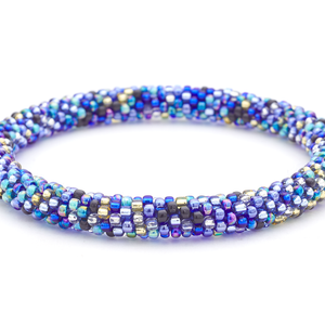 Handmade glass bead bracelet from Nepal, featuring a roll design. Also known as a beaded bracelet, seed bead bracelet, beach glass bracelet, or sea glass bracelet