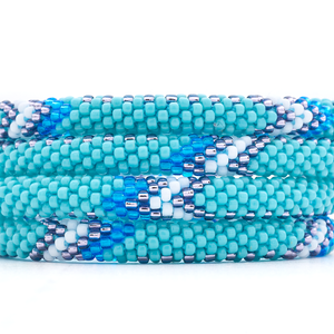 Handmade glass bead bracelet from Nepal, featuring a roll design. Also known as a beaded bracelet, seed bead bracelet, beach glass bracelet, or sea glass bracelet