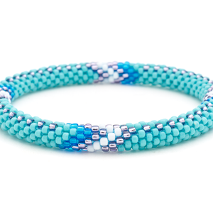 Handmade glass bead bracelet from Nepal, featuring a roll design. Also known as a beaded bracelet, seed bead bracelet, beach glass bracelet, or sea glass bracelet