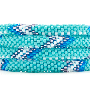 Handmade glass bead bracelet from Nepal, featuring a roll design. Also known as a beaded bracelet, seed bead bracelet, beach glass bracelet, or sea glass bracelet