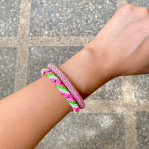 Handmade glass bead bracelet from Nepal, featuring a roll design. Also known as a beaded bracelet, seed bead bracelet, beach glass bracelet, or sea glass bracelet