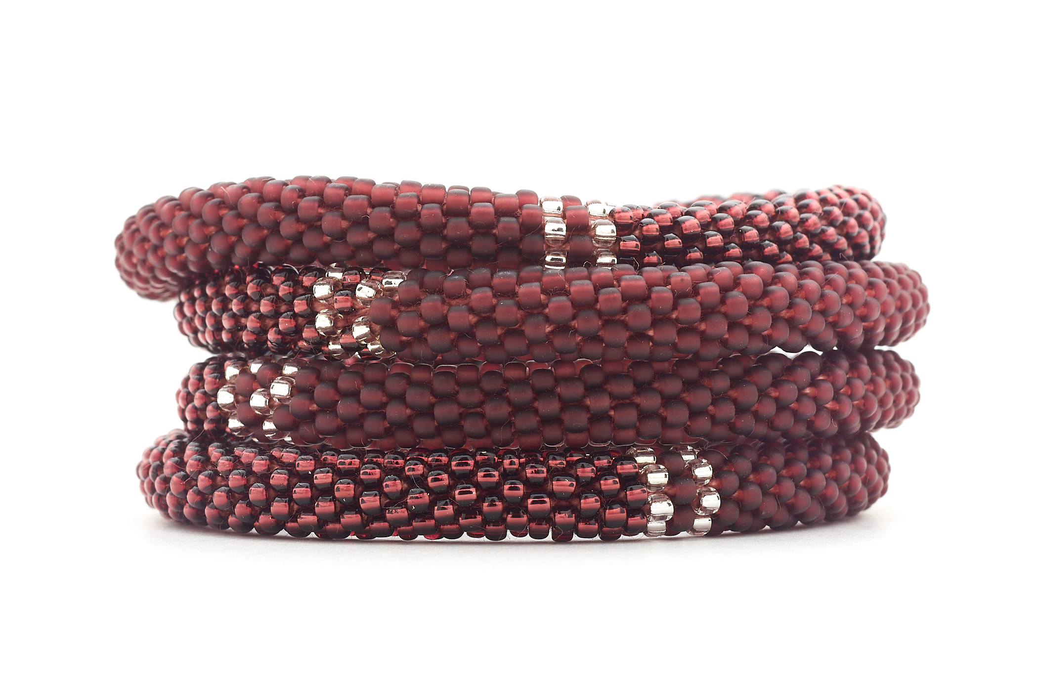 Handmade glass bead bracelet from Nepal, featuring a roll design. Also known as a beaded bracelet, seed bead bracelet, beach glass bracelet, or sea glass bracelet