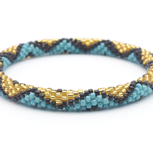 Handmade glass bead bracelet from Nepal, featuring a roll design. Also known as a beaded bracelet, seed bead bracelet, beach glass bracelet, or sea glass bracelet.