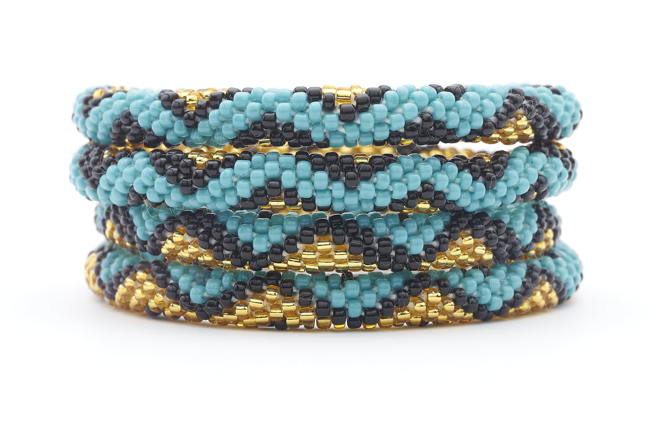 Handmade glass bead bracelet from Nepal, featuring a roll design. Also known as a beaded bracelet, seed bead bracelet, beach glass bracelet, or sea glass bracelet.