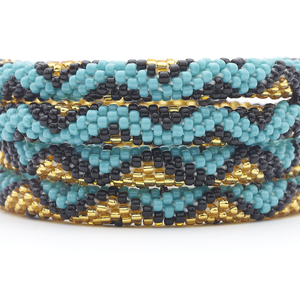 Handmade glass bead bracelet from Nepal, featuring a roll design. Also known as a beaded bracelet, seed bead bracelet, beach glass bracelet, or sea glass bracelet.