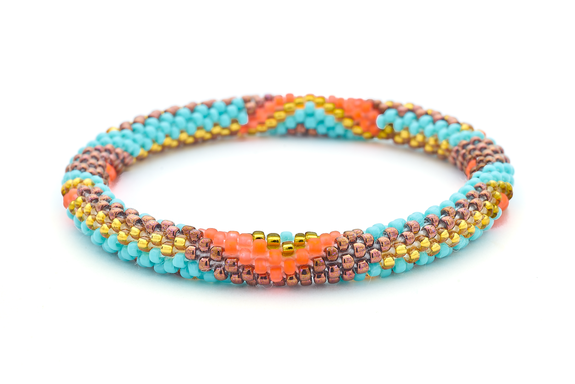 Sashka Co. Original Bracelet Turquoise / Neon Matte Orange / Gold / Brown Boho Chic Bracelet - Kids