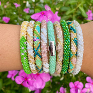 Sashka Co. Solid Beaded Friendship Bracelet Iridescent Green Mystic Fern Bracelet