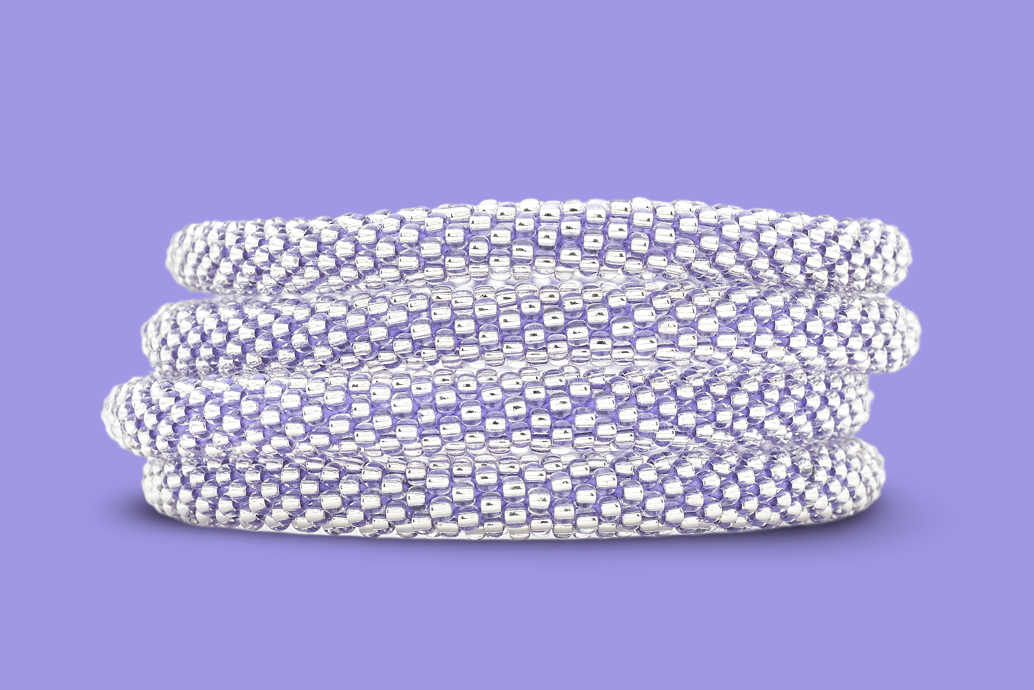 Sashka Co. Solid Clear Bead with Purple Thread Purple Diamond Sparkle Bracelet