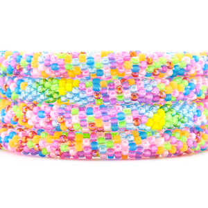 Sashka Co. Mixed Bright Summer Confetti Bracelet. Handmade glass bead bracelet from Nepal, featuring a roll design.
 