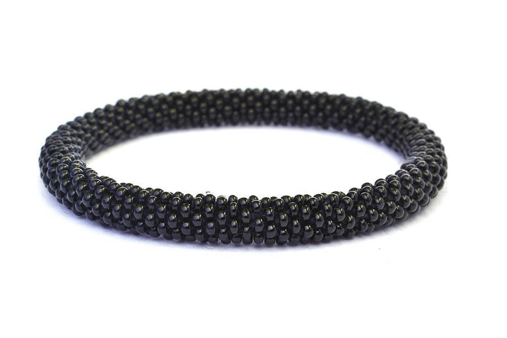 Sashka Co handmade beaded friendship bracelet with solid black glass beads. Crafted in Nepal by skilled artisans.