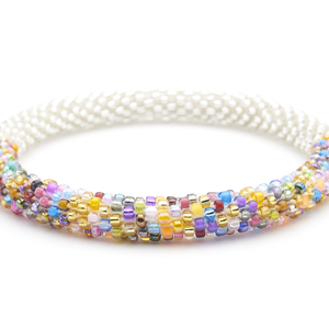 Sashka Co handmade beaded friendship bracelet with clear and mixed confetti glass beads. Crafted in Nepal by skilled artisans.