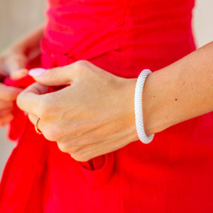 Sashka Co handmade beaded friendship bracelet with solid clear glass beads. Crafted in Nepal by skilled artisans.