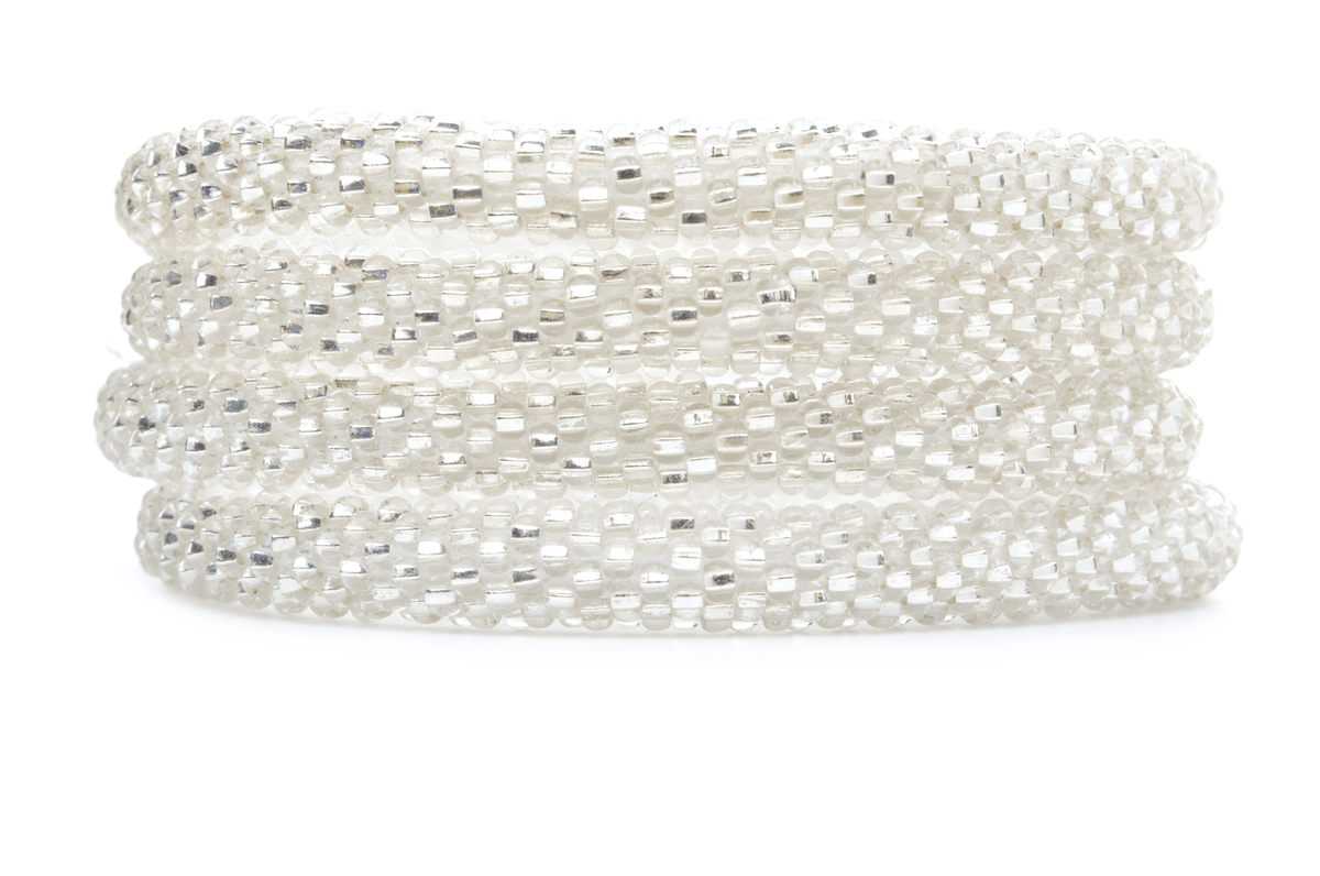 Sashka Co handmade beaded friendship bracelet with solid clear glass beads. Crafted in Nepal by skilled artisans.