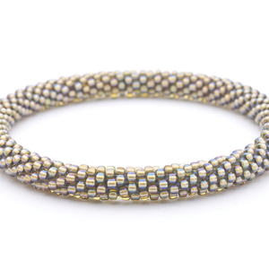 Sashka Co. handmade glass beaded friendship bracelet with iridescent light brown glass beads in a solid pattern. Crafted in Nepal by skilled artisans.