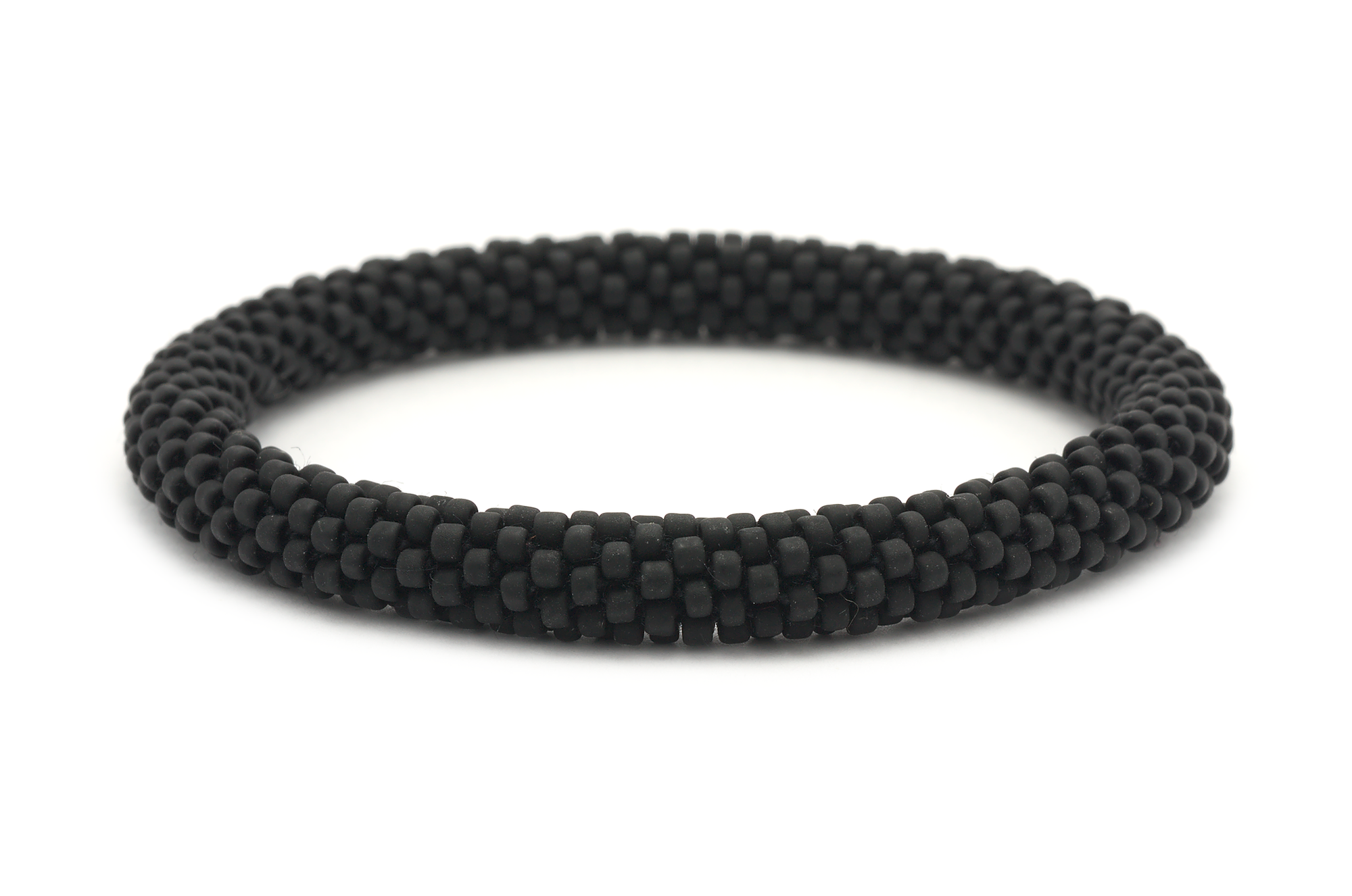 Sashka Co handmade beaded friendship bracelet with solid matte black glass beads. Crafted in Nepal by skilled artisans.

