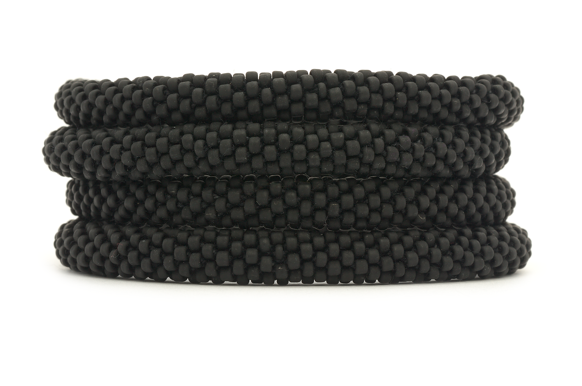Sashka Co handmade beaded friendship bracelet with solid matte black glass beads. Crafted in Nepal by skilled artisans.