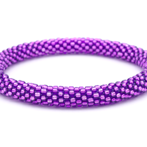 Sashka Co. handmade glass beaded friendship bracelet with metallic purple glass beads. Crafted in Nepal by skilled artisans.