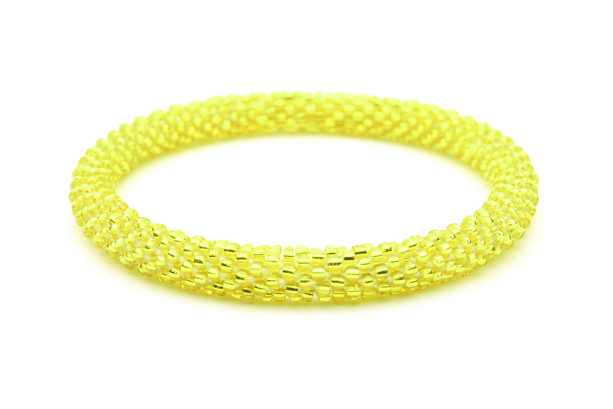 Sashka Co handmade beaded friendship bracelet with metallic yellow glass beads. Crafted in Nepal by skilled artisans.