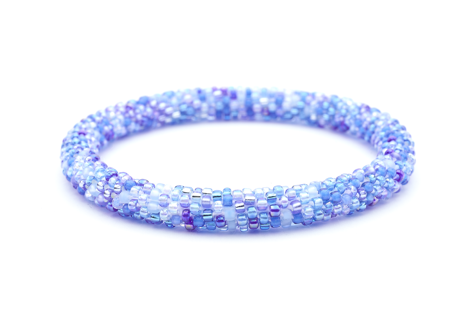 Sashka Co handmade beaded friendship bracelet with mixed blue glass beads. Crafted in Nepal by skilled artisans.