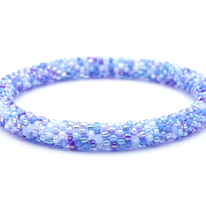 Sashka Co handmade beaded friendship bracelet with mixed blue glass beads. Crafted in Nepal by skilled artisans.