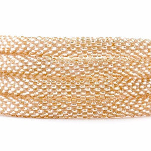 Sashka Co handmade beaded friendship bracelet with rose gold glass beads. Crafted in Nepal by skilled artisans.