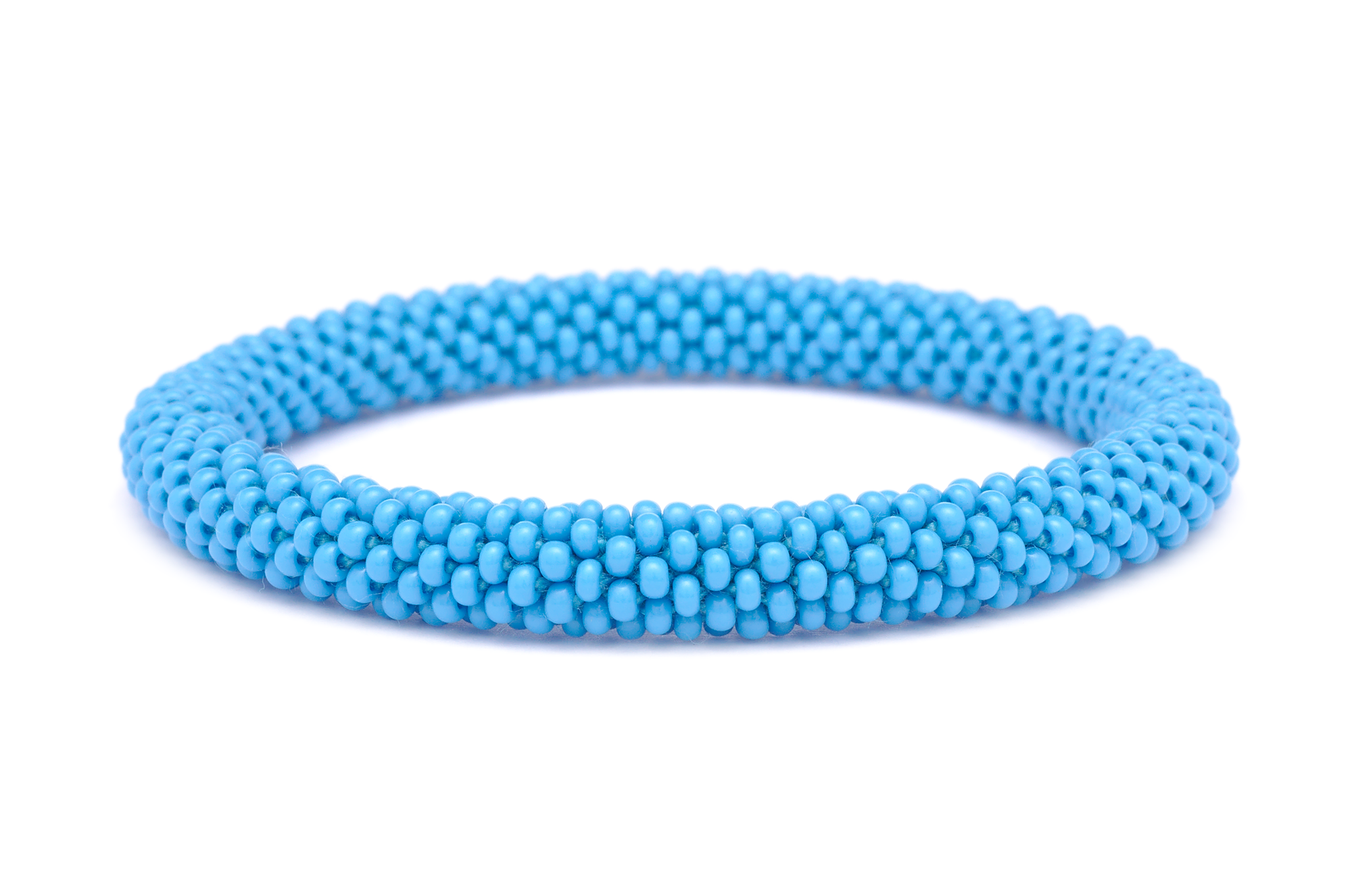 Sashka Co handmade beaded friendship bracelet with solid baby blue glass beads. Crafted in Nepal by skilled artisans.