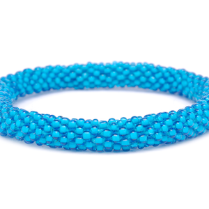 Sashka Co handmade beaded friendship bracelet with solid blue glass beads. Crafted in Nepal by skilled artisans.