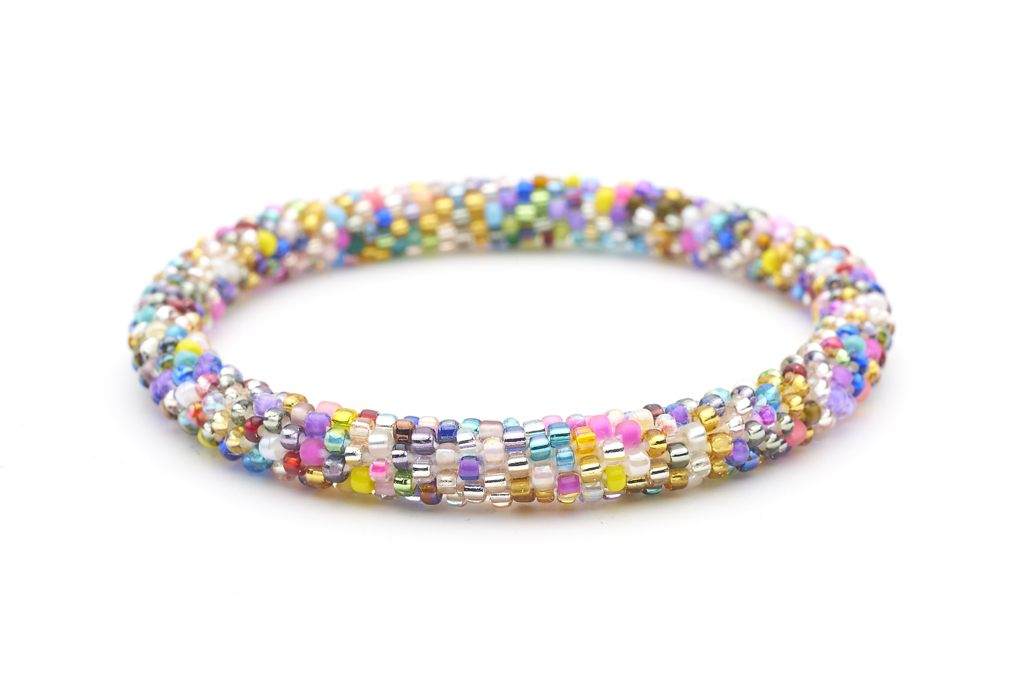 Sashka Co handmade beaded friendship bracelet with confetti mixed glass beads. Crafted in Nepal by skilled artisans in a solid pattern.