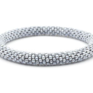 Sashka Co handmade beaded friendship bracelet with solid gray glass beads. Ethically handmade in Nepal.

