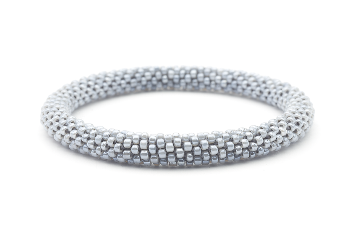 Sashka Co handmade beaded friendship bracelet with solid gray glass beads. Ethically handmade in Nepal.

