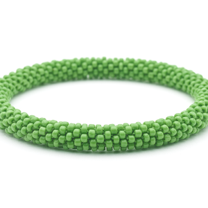 Sashka Co handmade beaded friendship bracelet with solid green glass beads. Crafted in Nepal by skilled artisans.