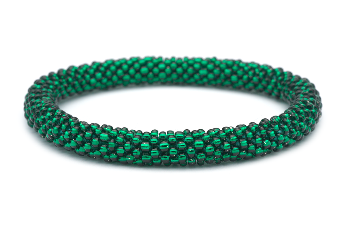 Sashka Co handmade beaded friendship bracelet with green glass beads. Crafted in Nepal by skilled artisans in a solid pattern.