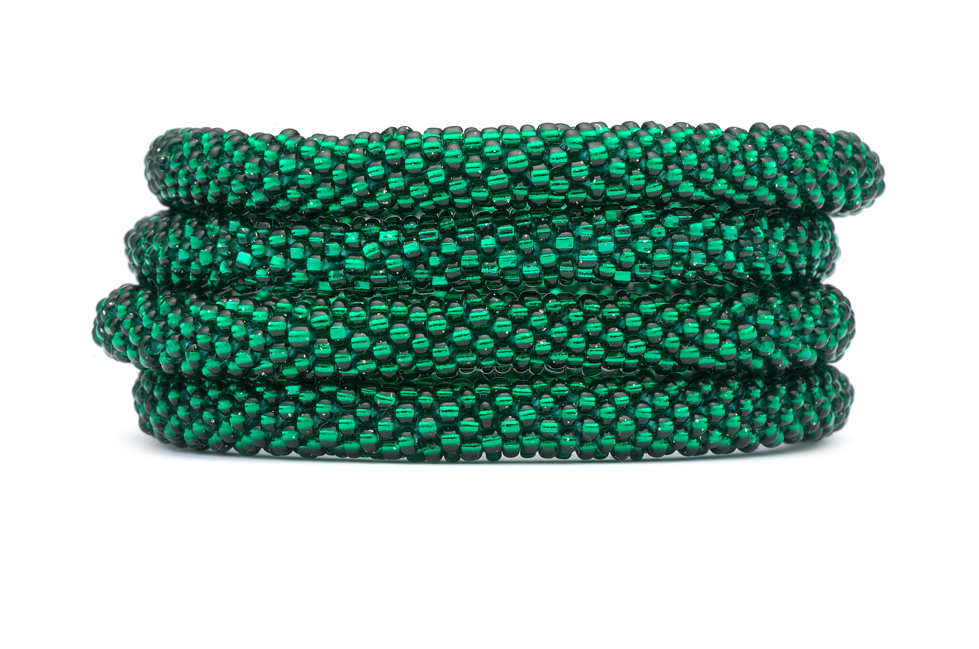 Sashka Co handmade beaded friendship bracelet with green glass beads. Crafted in Nepal by skilled artisans in a solid pattern.