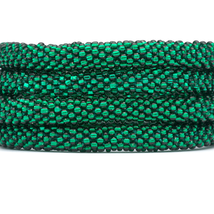 Sashka Co handmade beaded friendship bracelet with green glass beads. Crafted in Nepal by skilled artisans in a solid pattern.