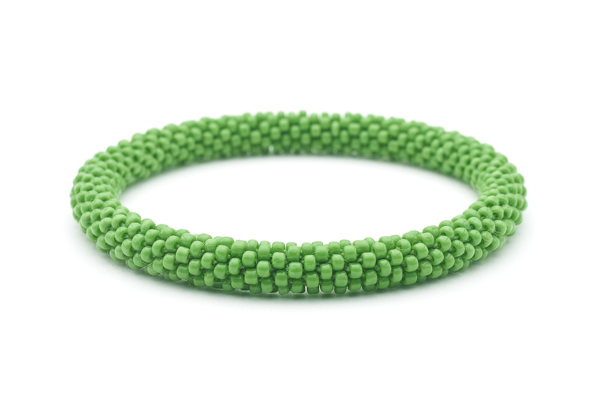 Sashka Co handmade beaded friendship bracelet with solid green glass beads. Crafted in Nepal by skilled artisans.

