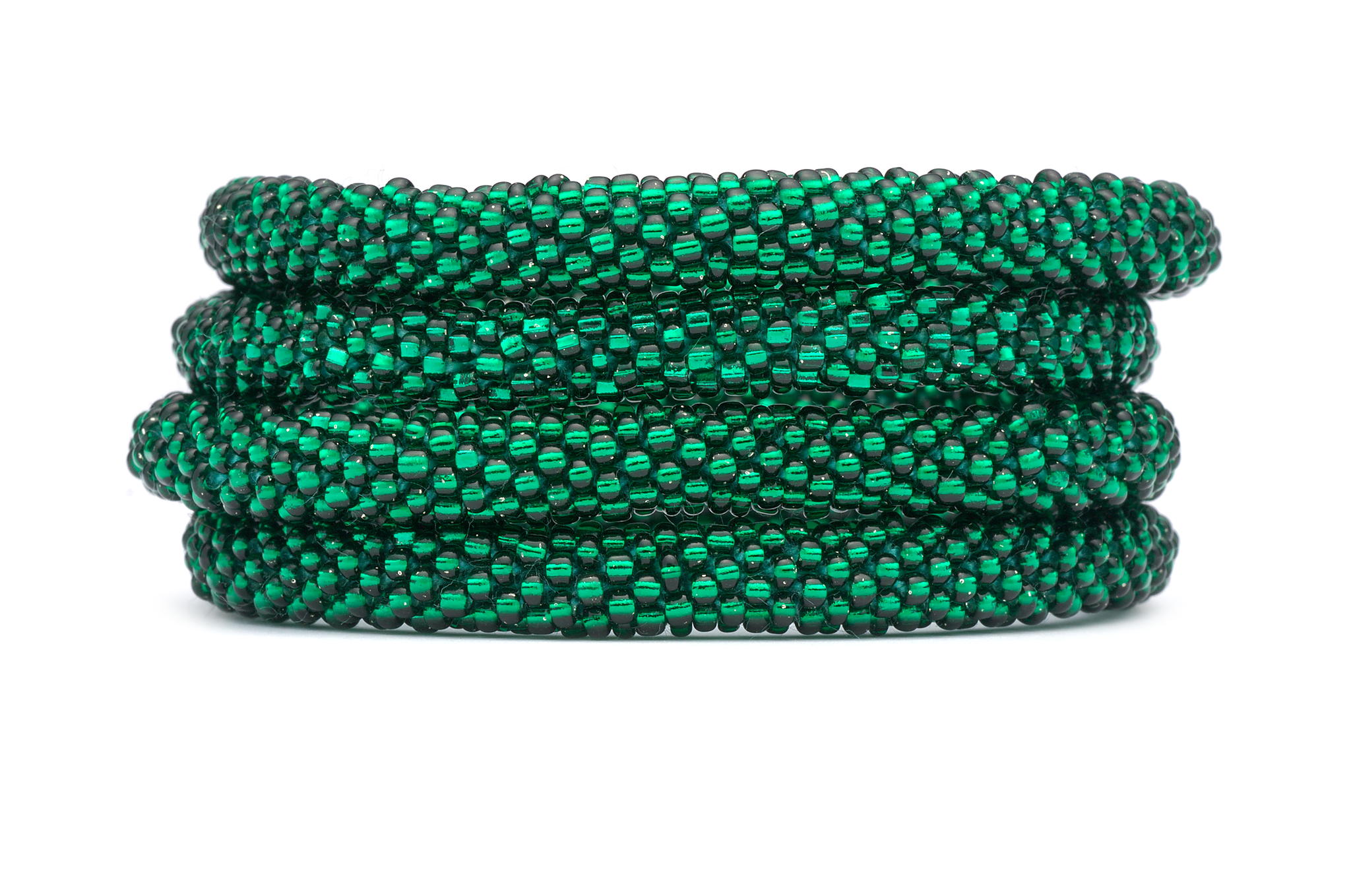 Sashka Co handmade beaded friendship bracelet with green glass beads. Crafted in Nepal by skilled artisans in a solid pattern.
