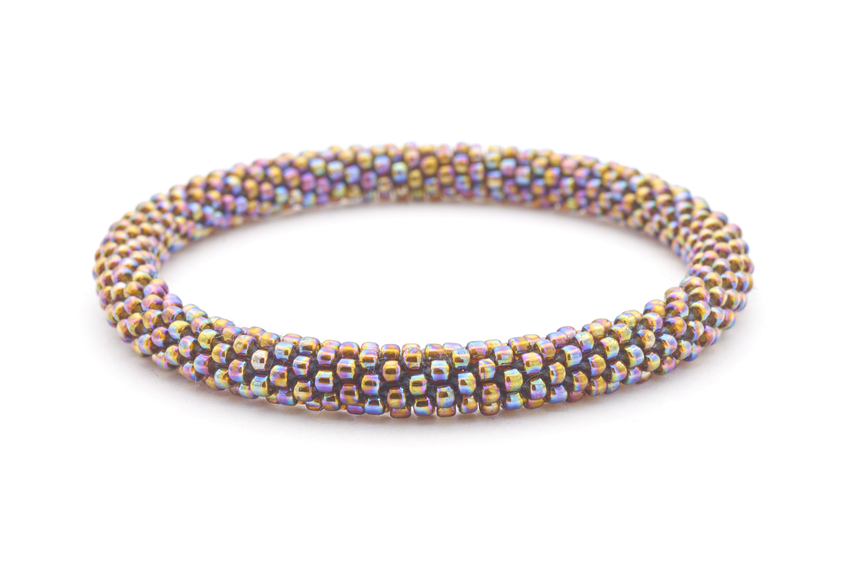 Sashka Co handmade beaded friendship bracelet with solid iridescent brown glass beads. Crafted in Nepal by skilled artisans.