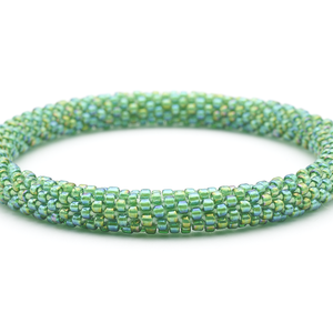 Sashka Co handmade beaded friendship bracelet with iridescent green solid design. Crafted in Nepal by skilled artisans.