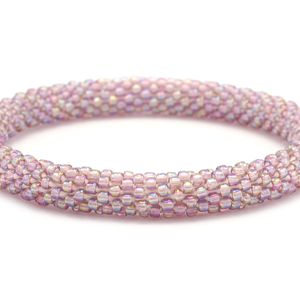 Sashka Co handmade beaded friendship bracelet with solid iridescent mauve glass beads. Crafted in Nepal by skilled artisans.