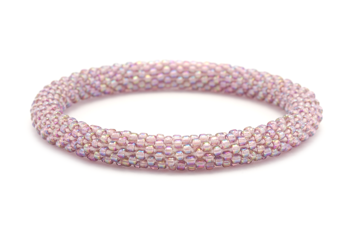 Sashka Co handmade beaded friendship bracelet with solid iridescent mauve glass beads. Crafted in Nepal by skilled artisans.