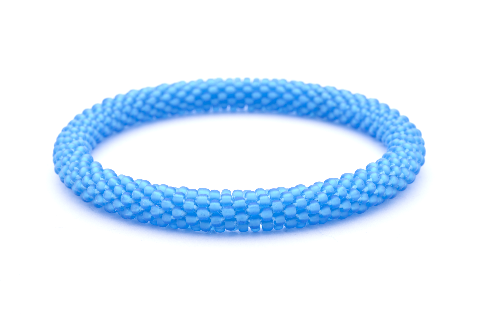 Sashka Co handmade beaded friendship bracelet with matte blue glass beads. Crafted in Nepal by skilled artisans in a solid pattern.