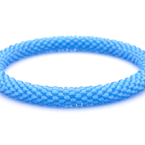 Sashka Co handmade beaded friendship bracelet with matte blue glass beads. Crafted in Nepal by skilled artisans in a solid pattern.